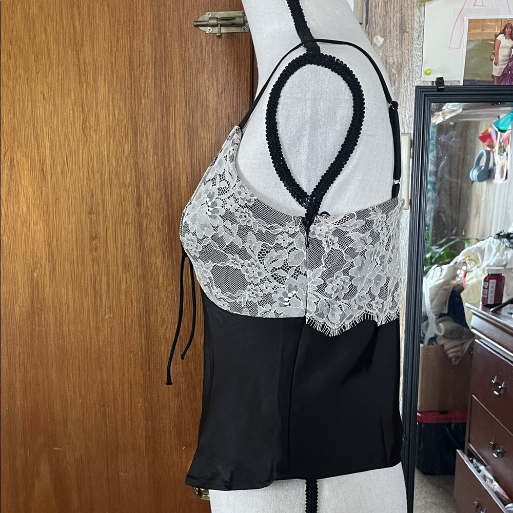 Francesca's Black & Ivory Lace Satin Camisole - Picture 4 of 8